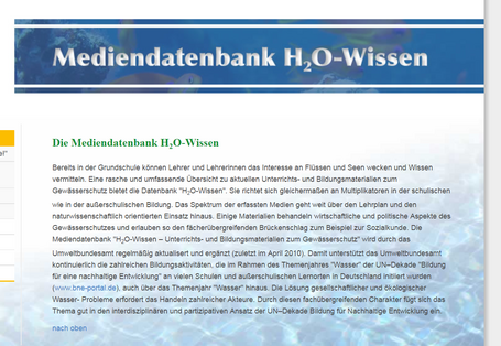 Startseite der Webseite von H2O-Wissen