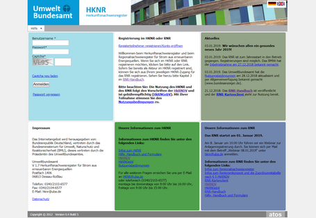 Startseite der beiden Register