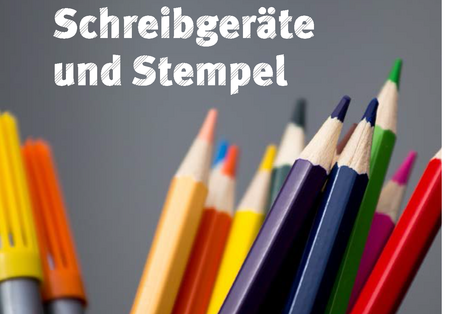 Titelseite der Ratgeber-Broschüre "Leitfaden zur umweltfreundlichen öffentlichen Beschaffung: Schreibgeräte und Stempel" des Umweltbundesamtes