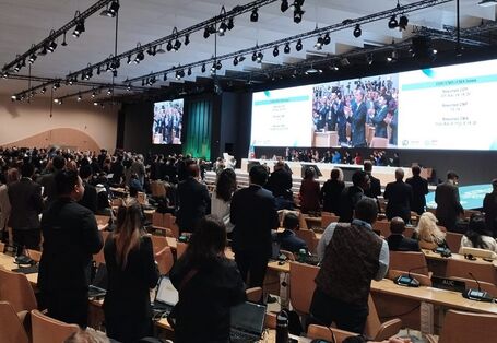 Delegates are standing up and applauding