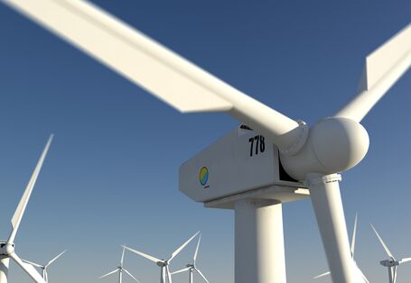 wind turbines and blue sky