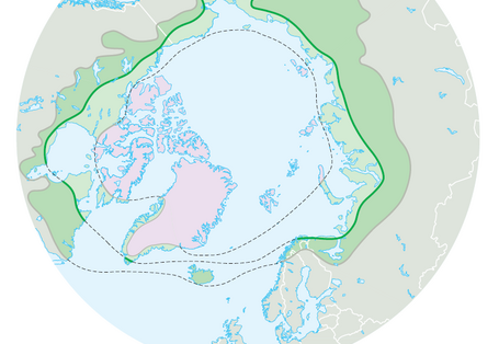 Karte der klimatisch-geografischen Regionen der Arktis
