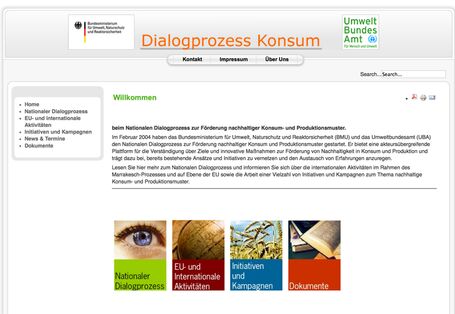 Startseite der Website "Dialogprozess Konsum"