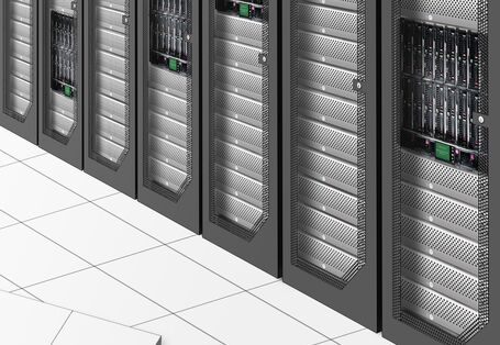 Großrechnerraum mit Rasenfleck, Green-Datacenter 