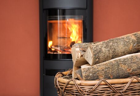 fireplace and wood in a living room