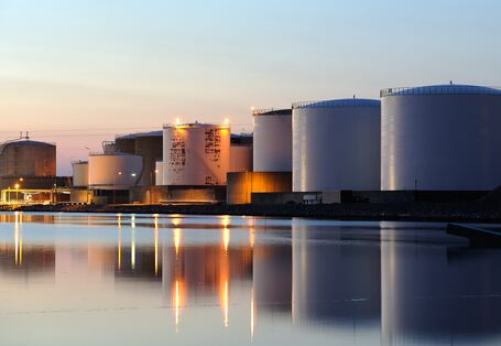 Oil storage tanks at the port