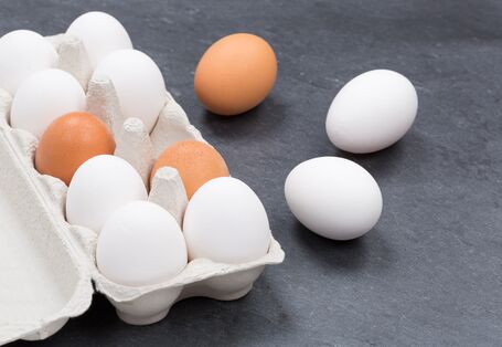 Eine Schachtel mit Eiern.