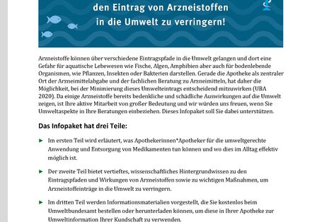 Fact Sheet: Infopaket für Apotheken - Arzneimittel und Umwelt