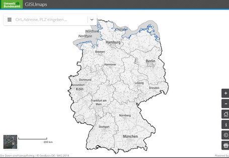 Ein Screenshot der Kartenanwendung