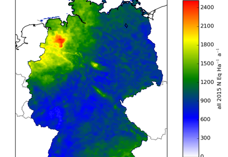 Räumliche Verteilung der Deposition von Gesamtstickstoff