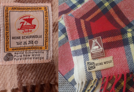 Alte Wolldecken, die als mottensicher beworben werden