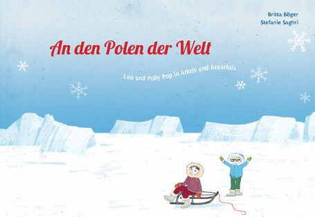 gezeichnetes Titelbild, zwei Kinder in einer Eislandschaft