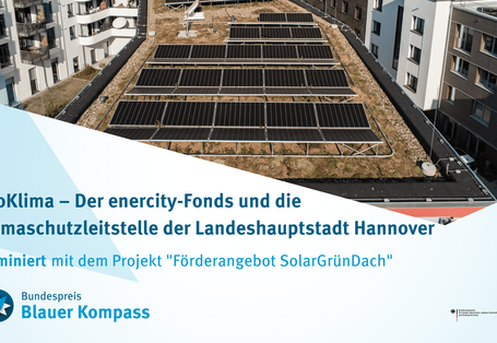 Auf dem Bild ist das SolarGrünDach der Ohehöfe Hannover zu sehen.