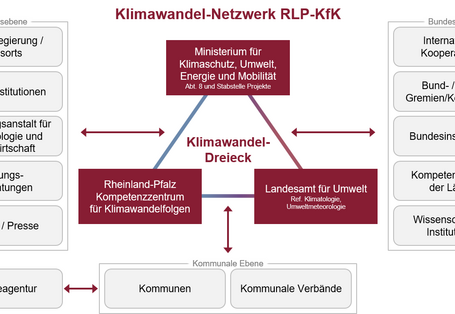 Das Schaubild zeigt die Akteure des Klimawandelnetzwerks Rheinland-Pfalz.