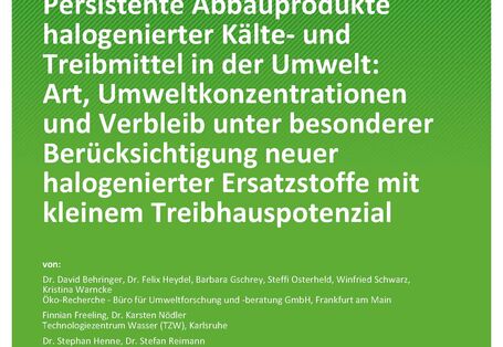 Cover der Publikation TEXTE 36/2021 Persistente Abbauprodukte halogenierter Kälte- und Treibmittel in der Umwelt: Art, Umweltkonzentrationen und Verbleib unter besonderer Berücksichtigung neuer halogenierter Ersatzstoffe mit kleinem Treibhauspotenzial