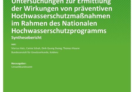 Titelseite der Publikation TEXTE 70/2021 Untersuchungen zur Ermittlung der Wirkungen von präventiven Hochwasserschutzmaßnahmen im Rahmen des Nationalen Hochwasserschutzprogramms 