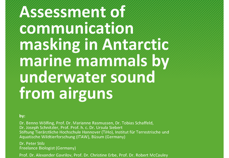 Cover of publication TEXTE 89/2021 Assessment of communication masking in Antarctic marine mammals by underwater sound from airguns