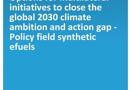 Cover of publication Climate Change 53/2020 Options for multilateral initiatives to close the global 2030 climate ambition and action gap - Policy field synthetic e-fuels