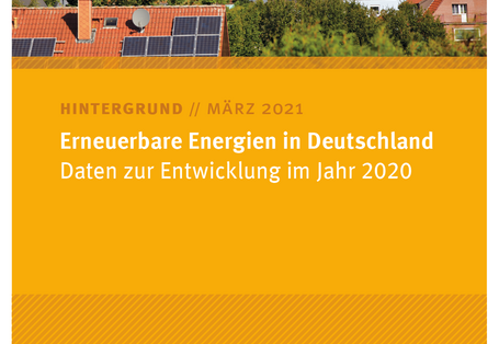 Cover des Hintergrundpapiers von März 2021 "Erneuerbare Energien in Deutschland: Daten zur Entwicklung im Jahr 2020"
