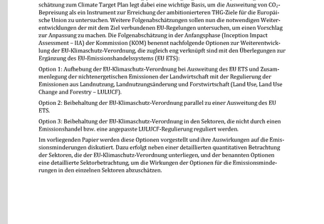 Cover des Fact-Sheets "Revision der EU-Klimaschutz-Verordnung"