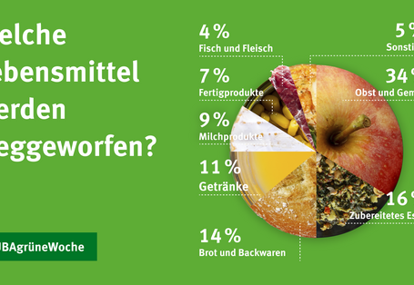 Eine grafische Übersicht von Lebensmittelabfällen in Prozentangaben 