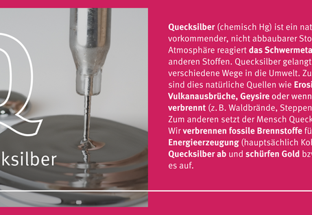 Eine Grafik mit einem Bild und Text. Es handelt sich hier um das Thema Quecksilber.