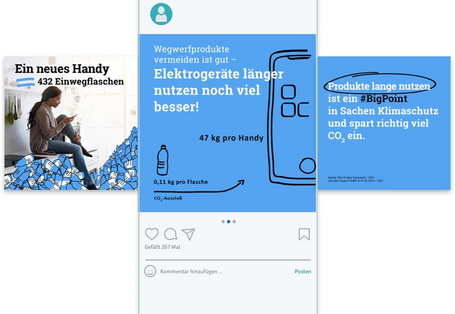 Grafik mit Vorschlägen, klimafreundliche Konsumentscheidungen zu treffen und den CO2-Fußabdruck zu halbieren. 