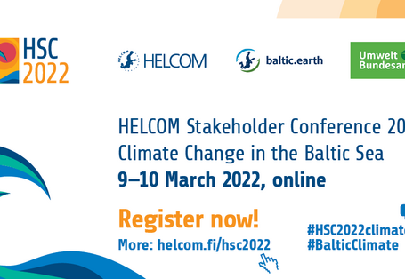 Grafik mit einem Text zum Webinar und Workshop HELCOM Stakeholder Conference 2022 - Climate Change in the Baltic Sea