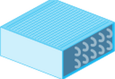 Blaue Infografik eines Luftkühlers.