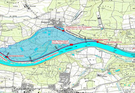 Topografische Karte mit Einzeichnung des Polders