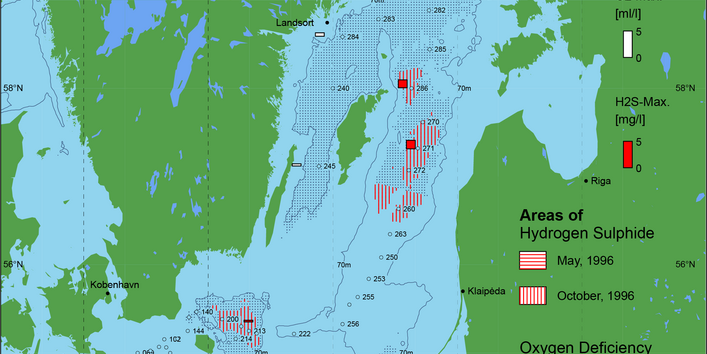Sauerstoffarme und sauerstofffreie Gebiete in der Ostsee - 1996