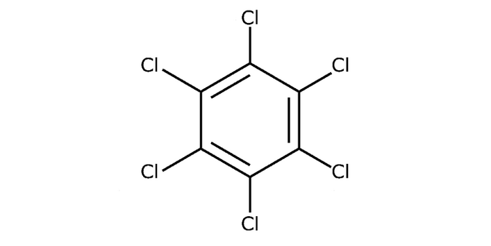Strukturformel von Hexachlorbenzol