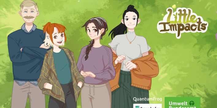 Das Titelbild zeigt Hauptfigur Leah mit ihrer Cousine Mailin, Vater Rolf und Mutter Britta. Außerdem sind die Logos der Projektpartner abgebildet, die an der Entwicklung des Spiels beteiligt waren (Umweltbundesamt, Fraunhofer ISE, Quantumfrog GmbH).