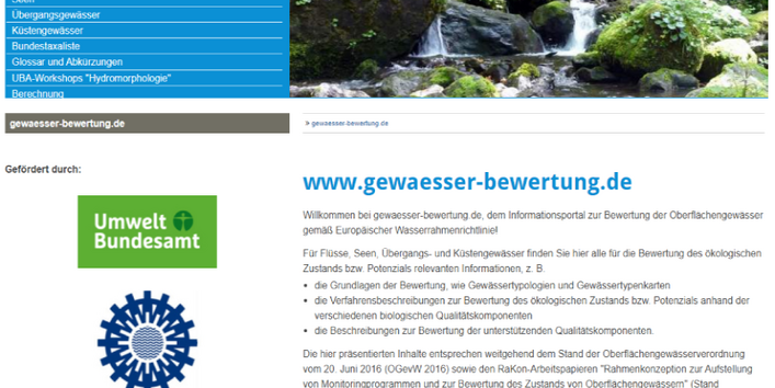 Screenshot der Website https://gewaesser-bewertung.de
