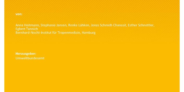 Cover des Berichts "Vektorpotential einheimischer Stechmücken"