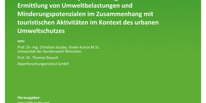 Cover des Berichts "Umweltbelange des Tourismus in der Stadtplanung"