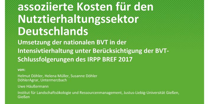 Cover des Berichts "Maßnahmen zur Minderung von Ammoniakemissionen und assoziierte Kosten für den Nutztierhaltungssektor Deutschlands"