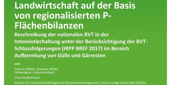 Cover des Berichts "Berechnung von Phosphor-Überschüssen der deutschen Landwirtschaft auf der Basis von regionalisierten P-Flächenbilanzen"