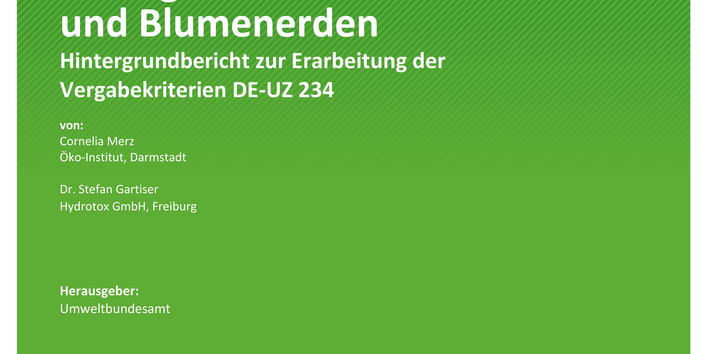 Cover des Berichts "Umweltzeichen Blauer Engel für organische Kultursubstrate und Blumenerden