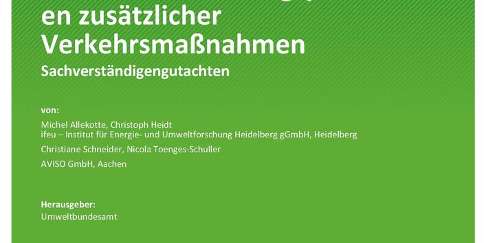 Cover des Berichts "Bewertung von Emissionsminderungspotenzialen zusätzlicher Verkehrsmaßnahmen"