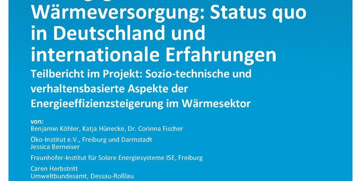 Cover des Berichts "Akzeptanz der leitungsgebundenen Wärmeversorgung: Status quo in Deutschland und internationale Erfahrungen"