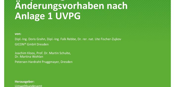 Cover des Berichts "Schwellenwerte für die Vorprüfung von Änderungsvorhaben nach Anlage 1  UVPG"