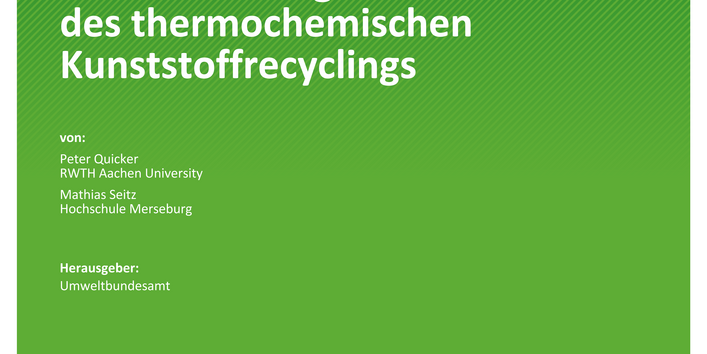 Cover des Berichts "Abschätzung der Potenziale und Bewertung der Techniken des thermochemischen Kunststoffrecyclings"