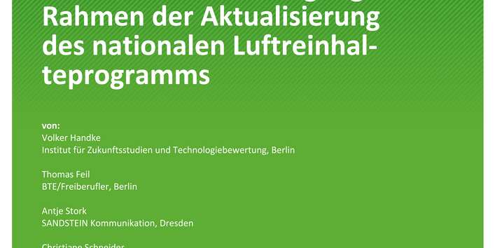 Cover des Berichts "Inhaltliche Vorbereitung der Öffentlichkeitsbeteiligung im Rahmen der Aktualisierung des nationalen Luftreinhalteprogramms"