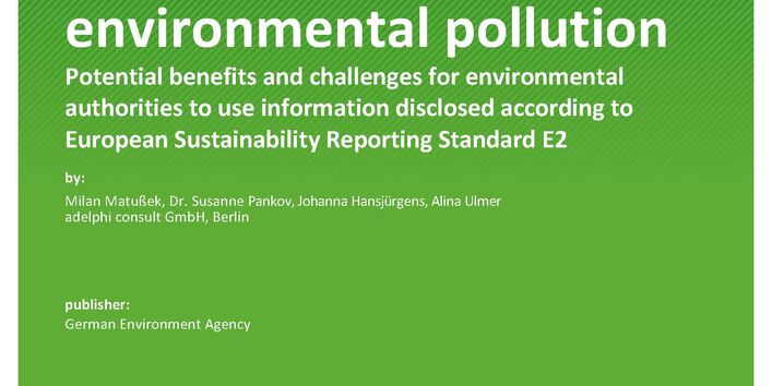 Cover des Berichts "Corporate sustainability reporting on environmental pollution"