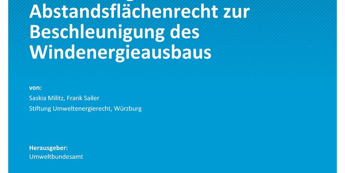 Cover des Berichts "Anpassungen im bauordnungsrechtlichen Abstandsflächenrecht zur Beschleunigung des Windenergieausbaus"