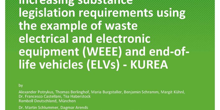 Cover des Berichts "Strengthening the recycling of technical plastics in the view of increasing substance legislation requirements using the example of waste electrical and electronic equipment (WEEE) and end-of-life vehicles (ELVs)"