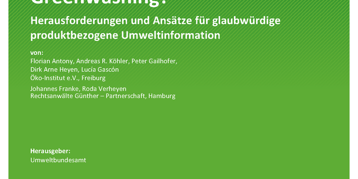 Cover des Berichts "Valide Umweltaussage oder Greenwashing? "