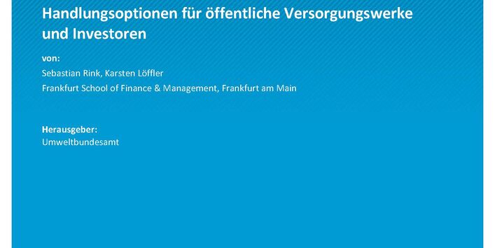 Cover des Berichts "Klimafreundliche Benchmarks und Indices - Handlungsoptionen für öffentliche Versorgungswerke und Investoren"