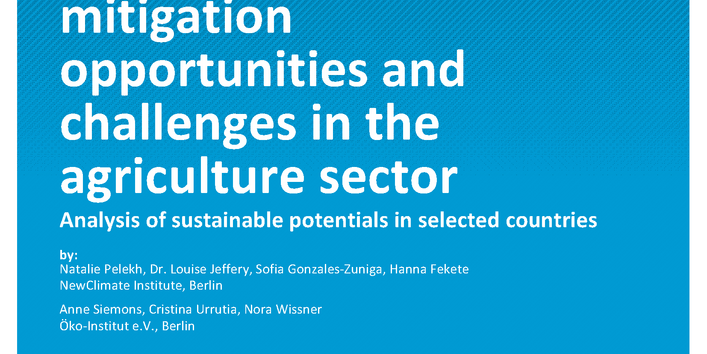 Cover of report "Ambitious GHG mitigation opportunities and challenges in the agriculture sector"